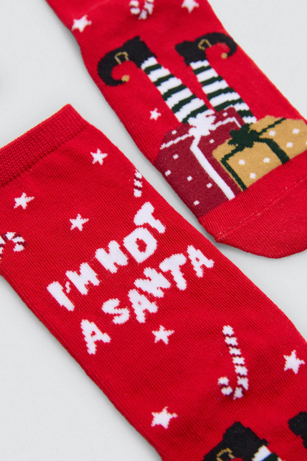 Unisex Παιδικές Χριστουγεννιάτικες Κάλτσες Κόκκινες με Σχέδια Σετ 2 Ζευγάρια Ysabell Mora