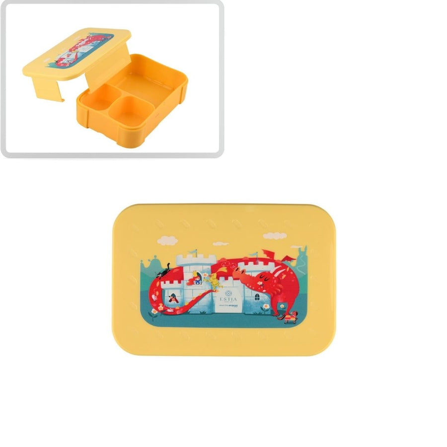 Τάπερ Estia Παιδικό Με 2 Αποσπώμενες Θήκες 900ml Κίτρινο Fortress Dragon