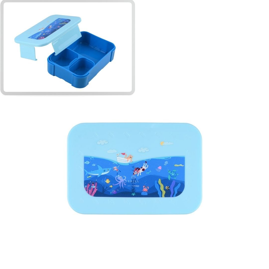 Τάπερ Estia Παιδικό Με 2 Αποσπώμενες Θήκες 900ml Μπλε Ocean Play