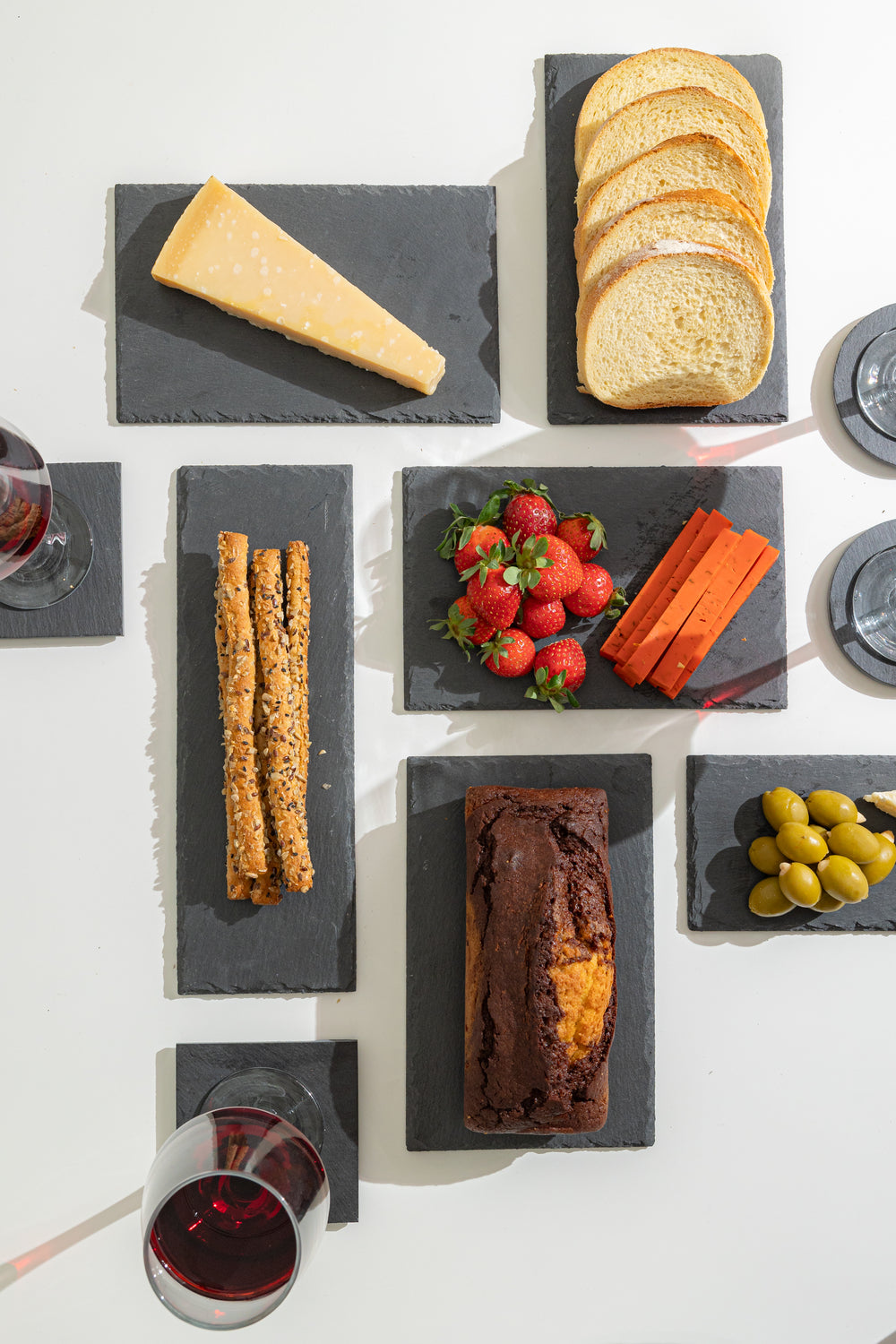 Πλατώ Σερβιρίσματος Ορθογώνια Σχιστόλιθου Σετ 4τμχ Estia 22X14cm