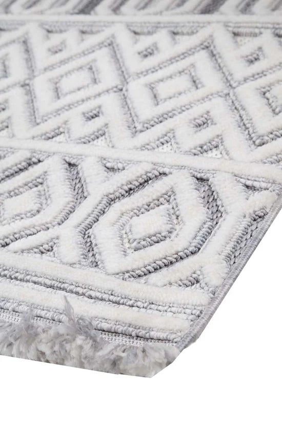 Χαλί Γκρι-Λευκό Με Ρόμβους & Κρόσσι Πολυεστερικό Broadway Royal Carpet 200X290cm (4842B)