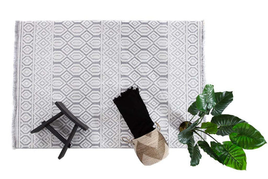 Χαλί Γκρι-Λευκό Με Ρόμβους & Κρόσσι Πολυεστερικό Broadway Royal Carpet 200X290cm (4842B)