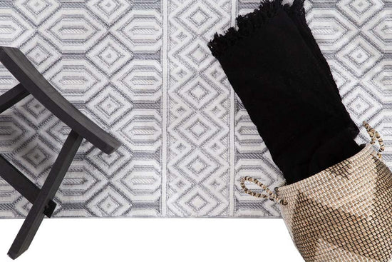 Χαλί Γκρι-Λευκό Με Ρόμβους & Κρόσσι Πολυεστερικό Broadway Royal Carpet 200X290cm (4842B)