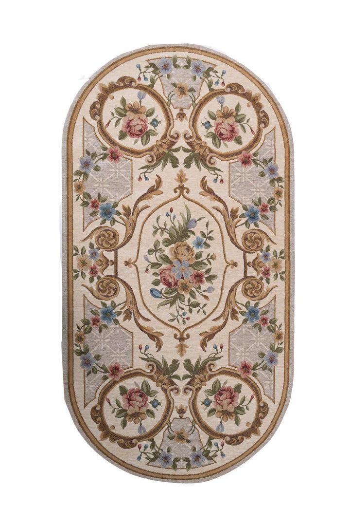 Χαλί Αντιολισθητικό Φλοράλ Μπεζ Canvas Classic Royal Carpet (514W)