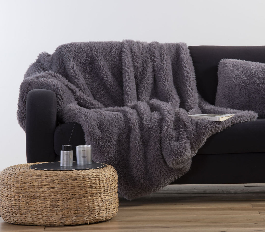 Γούνινη Κουβέρτα Καναπέ Γκρι Iverson-23 130X170 Nef Nef Homeware