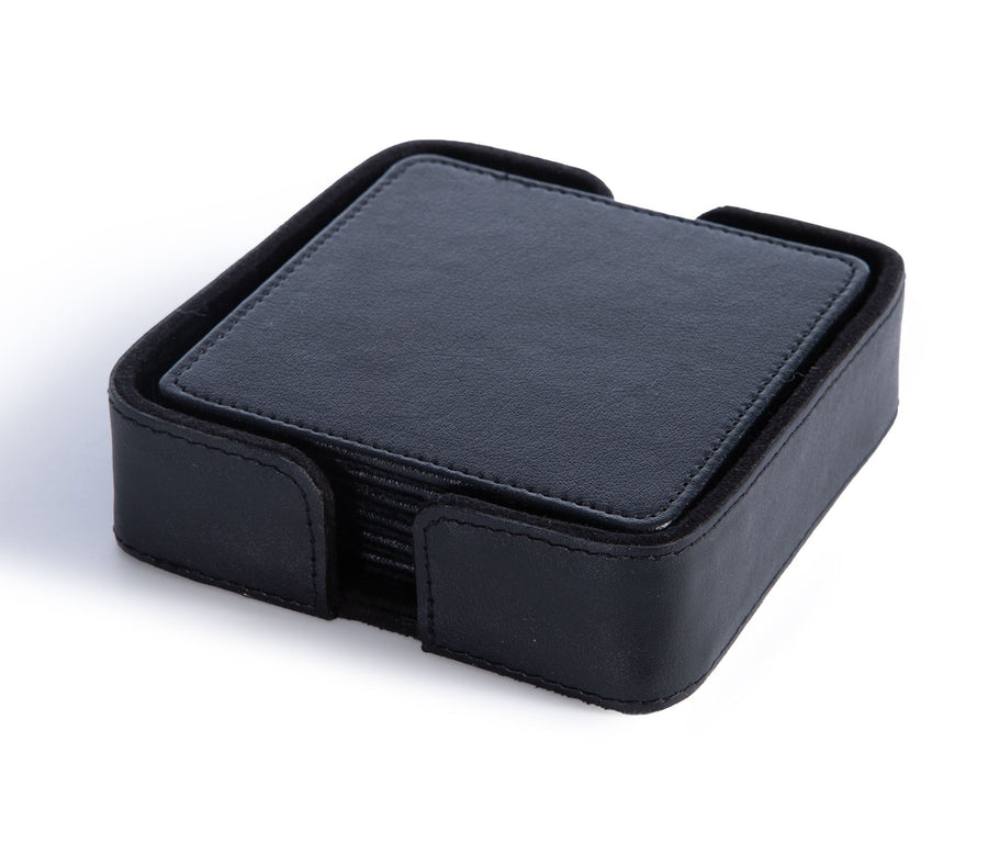 Μαύρο Σουβέρ από Τεχνητό Δέρμα Σετ 6τμχ Lethal 10X10X3 Nef-Nef Homeware