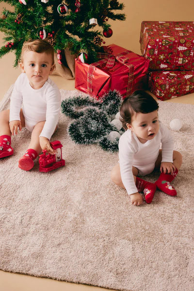 Χριστουγεννιάτικη βρεφική αντιολισθητική κάλτσα σετ 2τμχ