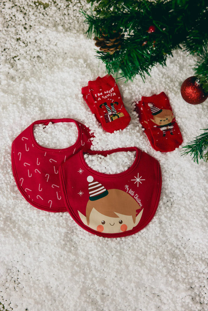 Unisex Βρεφικές Χριστουγεννιάτικες Κάλτσες Κόκκινες με Σχέδια Ysabell Mora