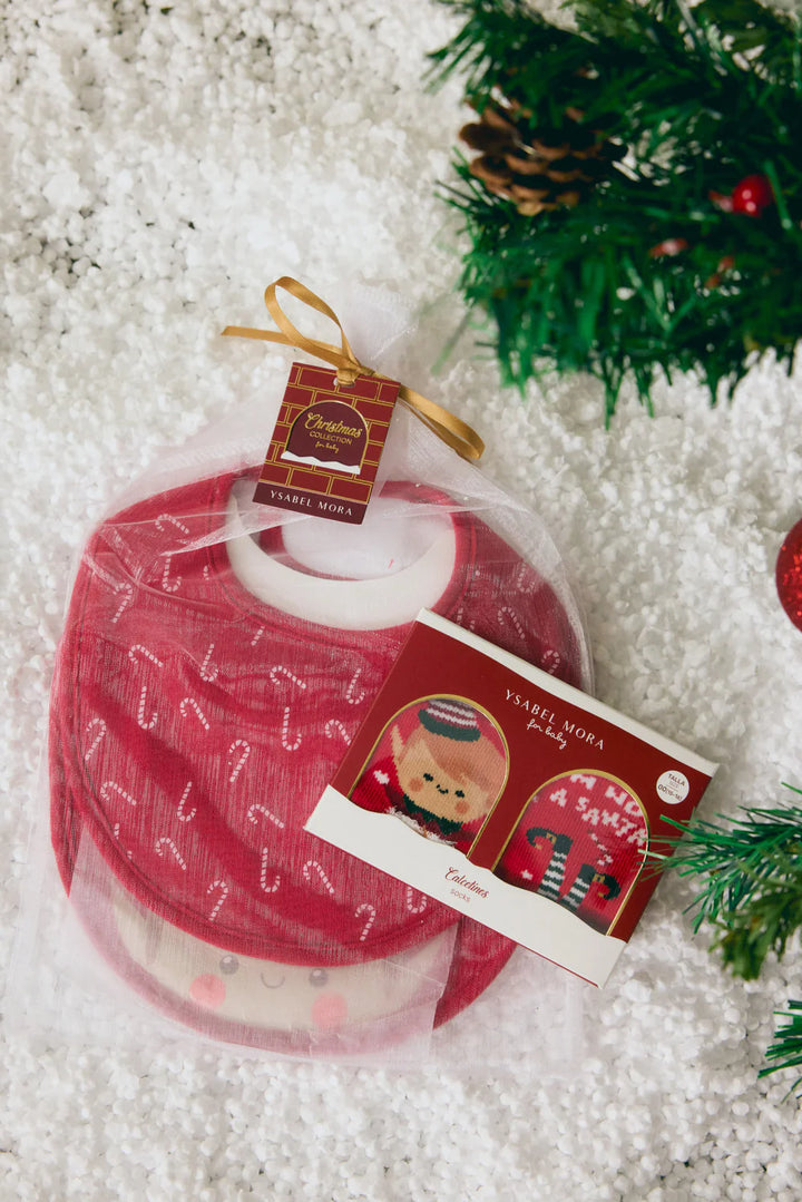 Unisex Βρεφικές Χριστουγεννιάτικες Κάλτσες Κόκκινες με Σχέδια Ysabell Mora