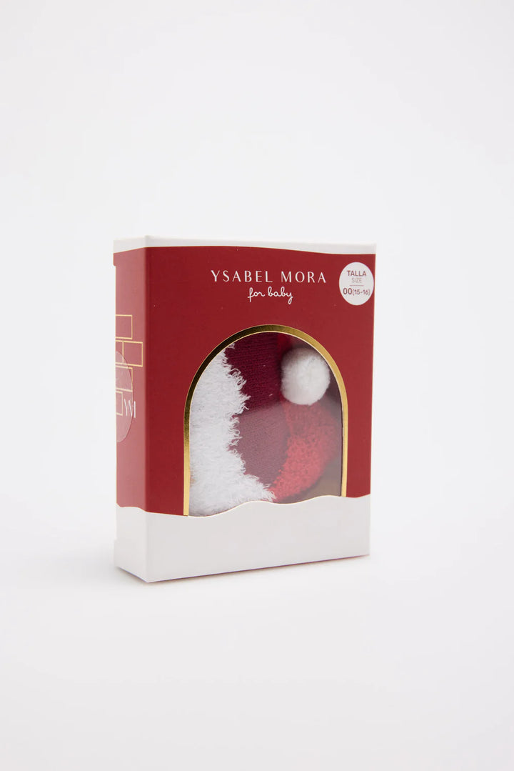 Unisex Βρεφικές Χριστουγεννιάτικες Κάλτσες Κόκκινες Αντιολισθητικές με Άγιο Βασίλη Ysabell Mora