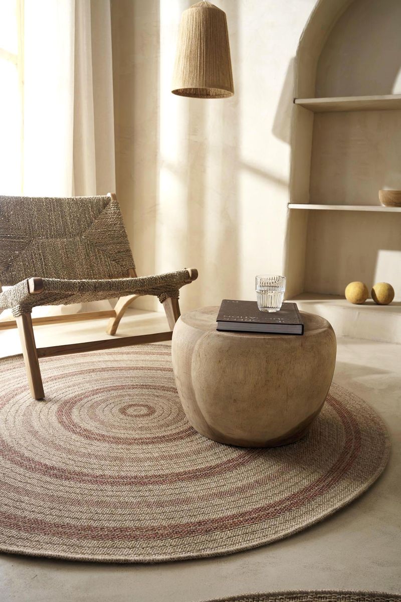 Ψάθινο Χαλί Στρογγυλό Μπεζ-Πορτοκαλί Avanos Royal Carpet 2.40X2.40 (8863TOB)