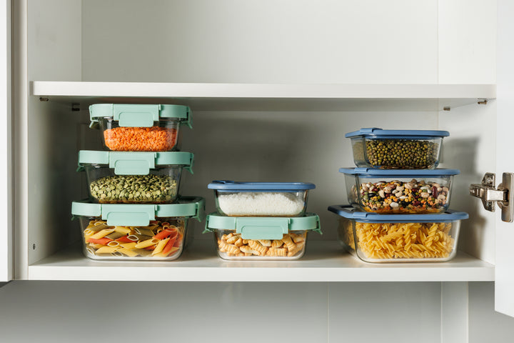 Estia Φαγητοδοχείο Γυάλινο 1050ml Με Πλαστικό Καπάκι Μέντα Click & Seal