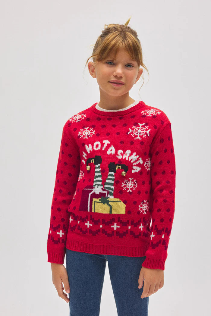 Unisex Πιαδικό Χριστουγεννιάτικο Πουλόβερ Κόκκινο Με Κουδουνάκια Ysdabell Mora