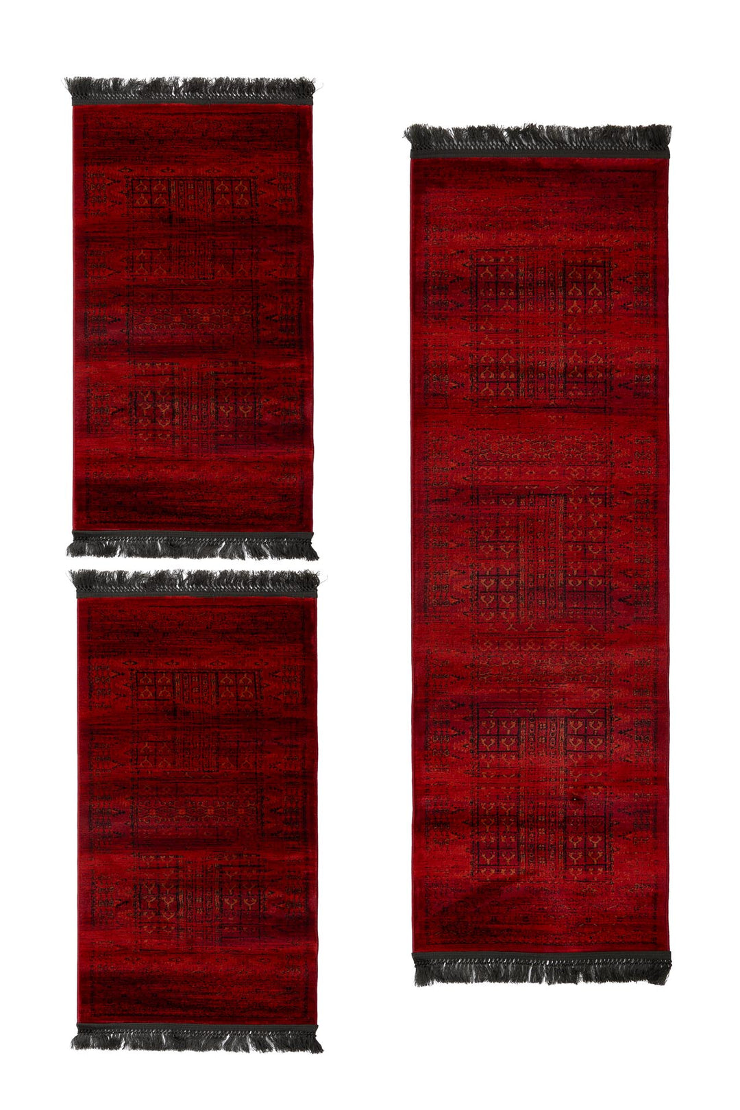 Κλασικό Κόκκινο Σετ Κρεβατοκάμαρας 3τμχ Afgan Royal Carpet (7504H)
