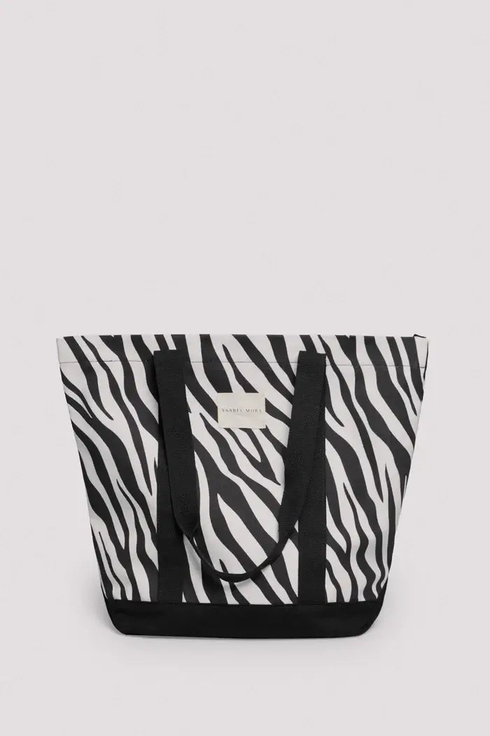 Υφασμάτινη τσάντα παραλίας με animal print ζέβρα Ysabel Mora