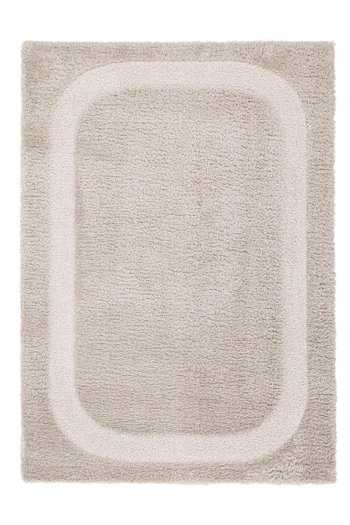 Χαλί Relief της Royal Carpet σε εκρού και γκρι, σε ολόκληρη όψη, με ανάγλυφη επιφάνεια και εμφανή υφή επιφάνειας.