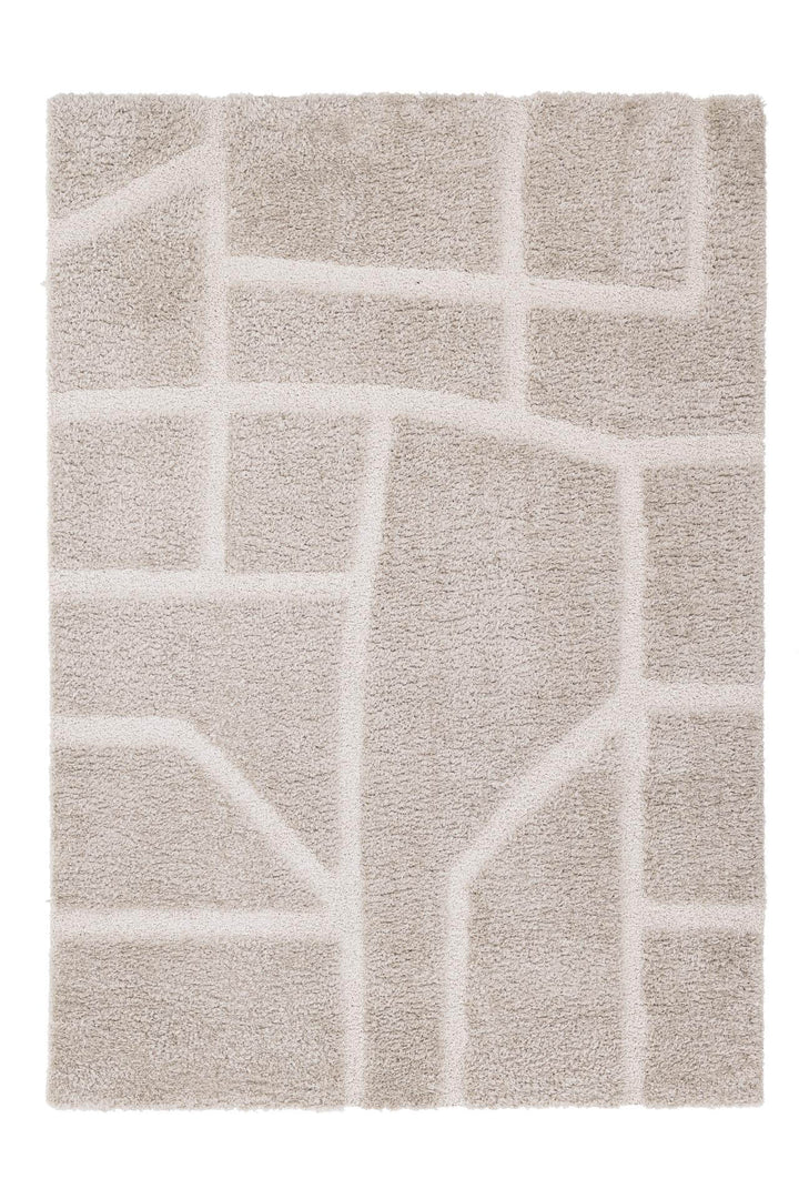 Χαλί Relief της Royal Carpet σε εκρού και γκρι, σε ολόκληρη όψη, με ανάγλυφη επιφάνεια και εμφανή υφή επιφάνειας.