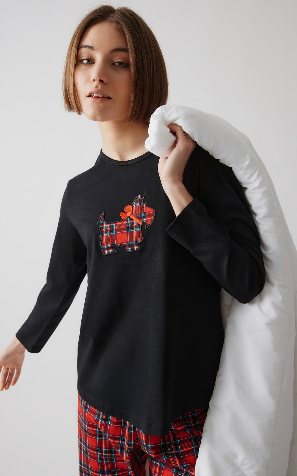 Γυναικεία Πιτζάμα Μαύρη Χριστουγεννιάτικη Βαμβακερή Minerva Joy