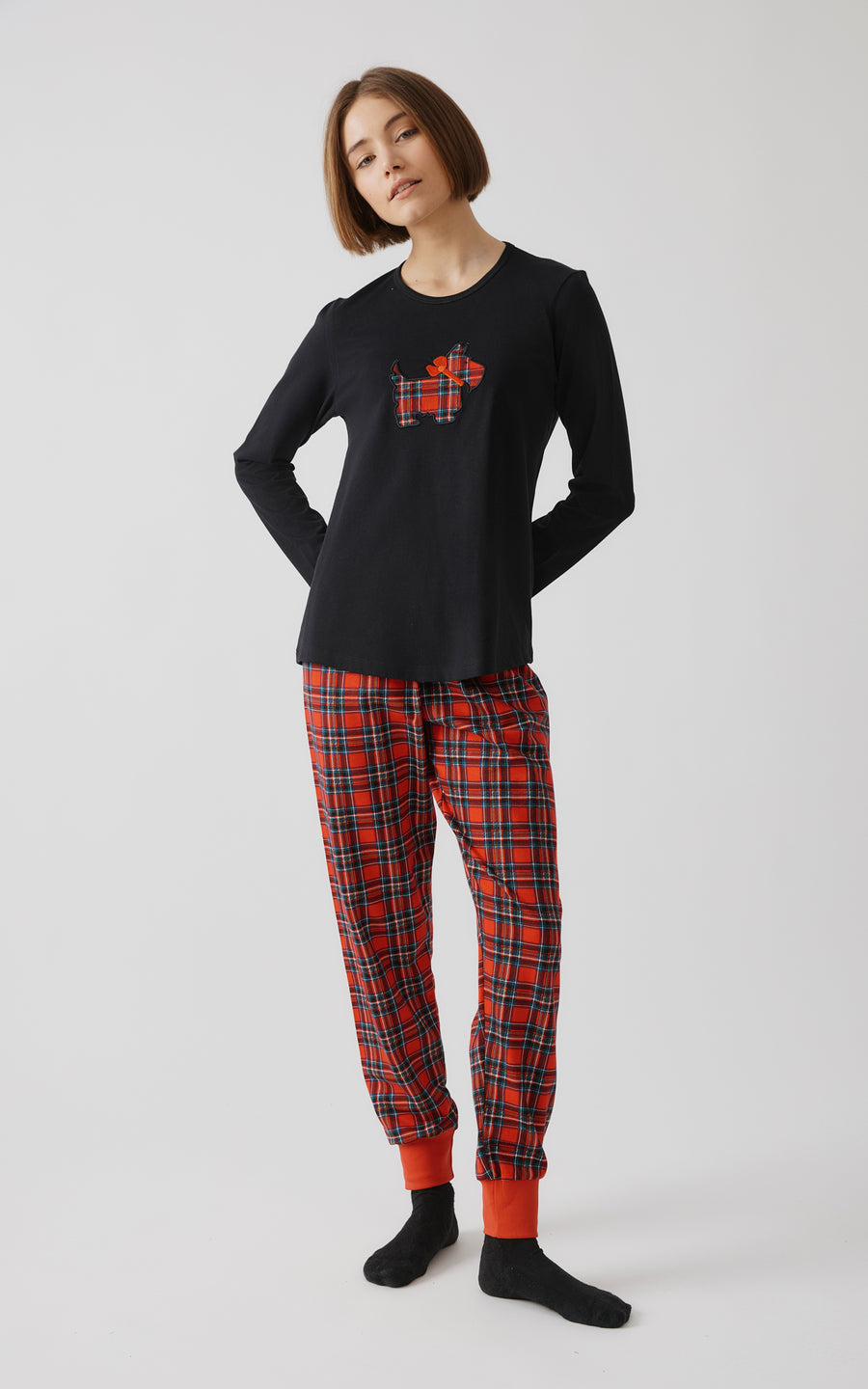 Γυναικεία Πιτζάμα Μαύρη Χριστουγεννιάτικη Βαμβακερή Minerva Joy