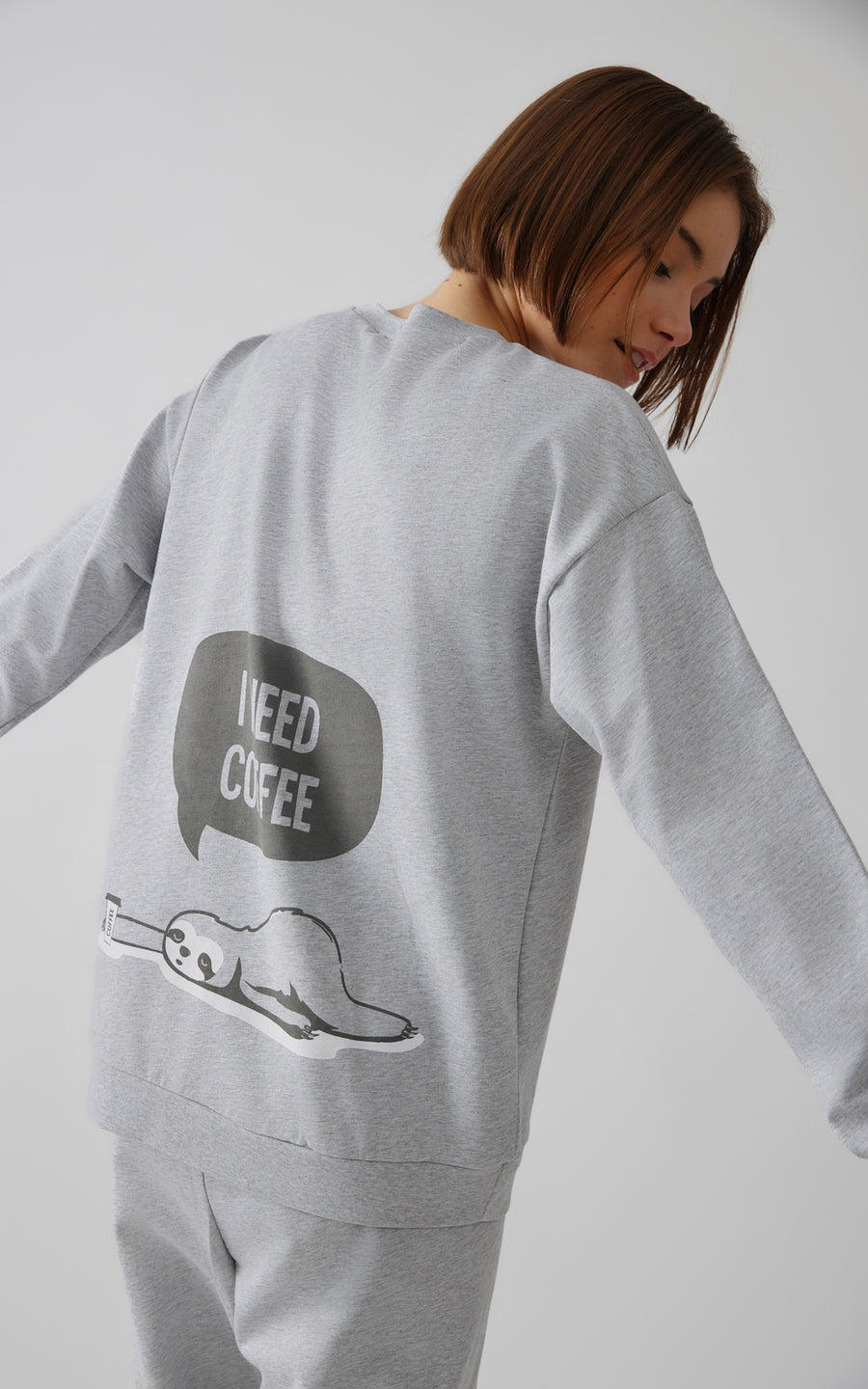 Γυναικεία Πιτζάμα-Φούτερ Γκρι Βαμβακερή Minerva Cocooning