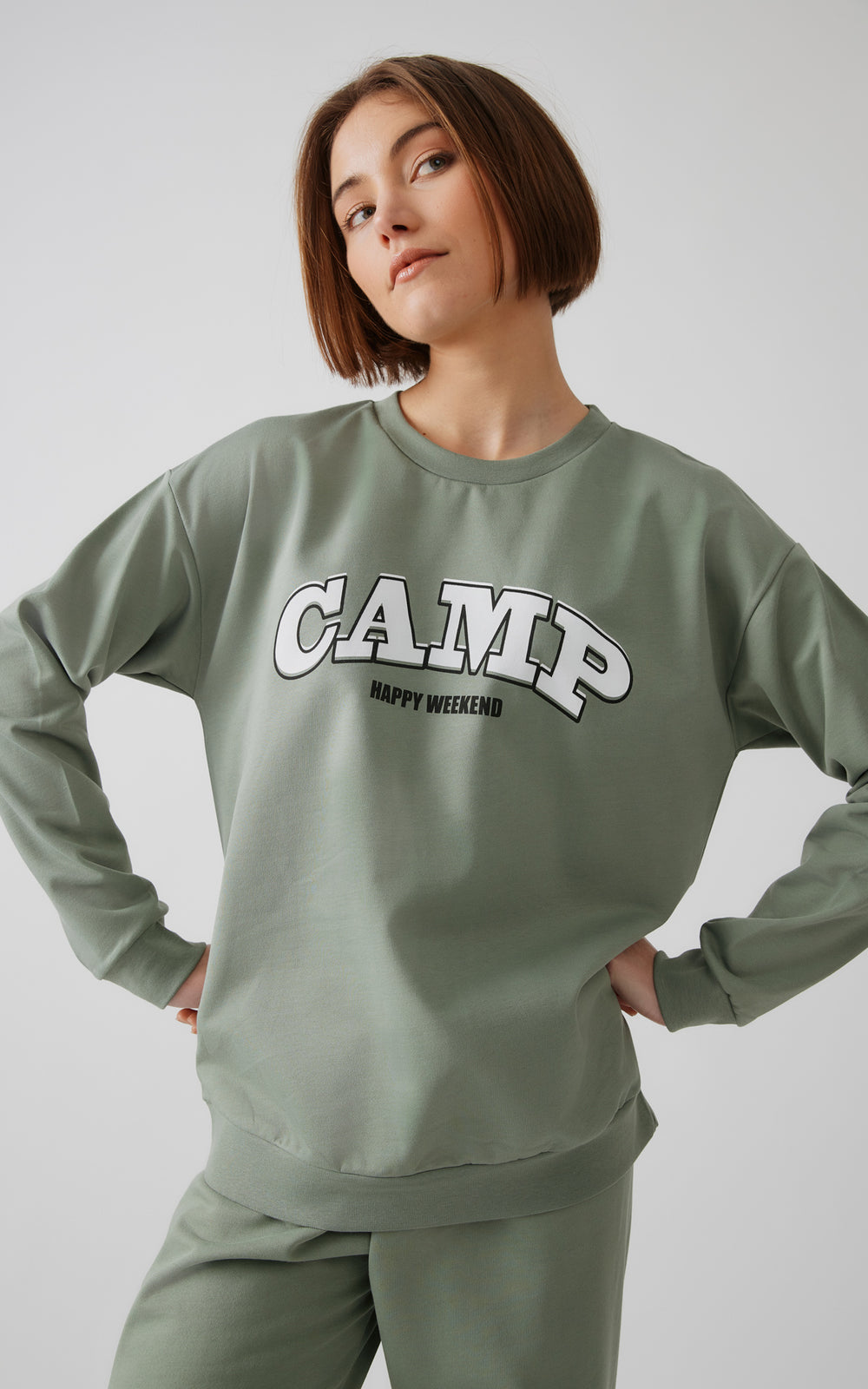 Γυναικεία Πιτζάμα-Φούτερ Χακί Βαμβακερή Minerva Camp