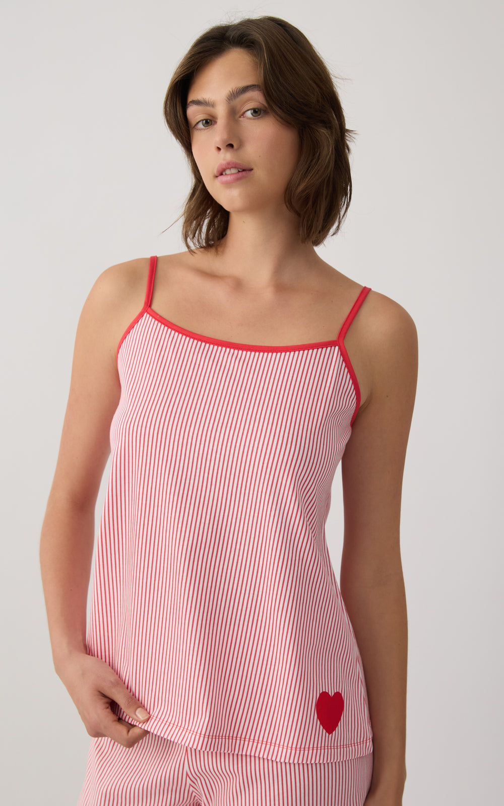 Γυναικεία Πιτζάμα Βαμβακερή Με Ριγέ Σχέδιο Κόκκινο-Λευκό Αμάνικη Με Σορτς Minerva