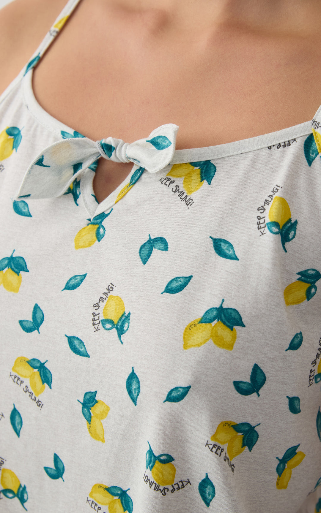 Γυναικεία Πιτζάμα Βαμβακερή Με Σχέδιο Λεμονάκια Αμάνικη Με Σορτς Minerva