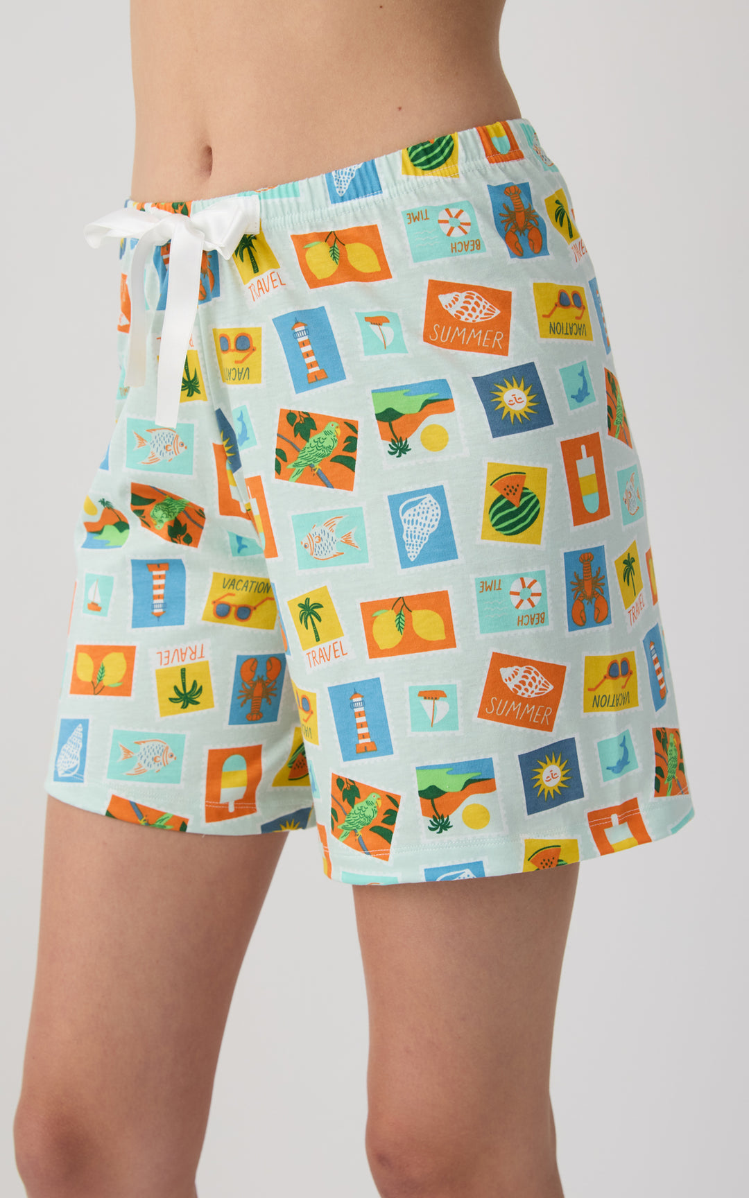 Γυναικείο Σορτς Βαμβακερό Με Σχέδιο Card Postal Minerva