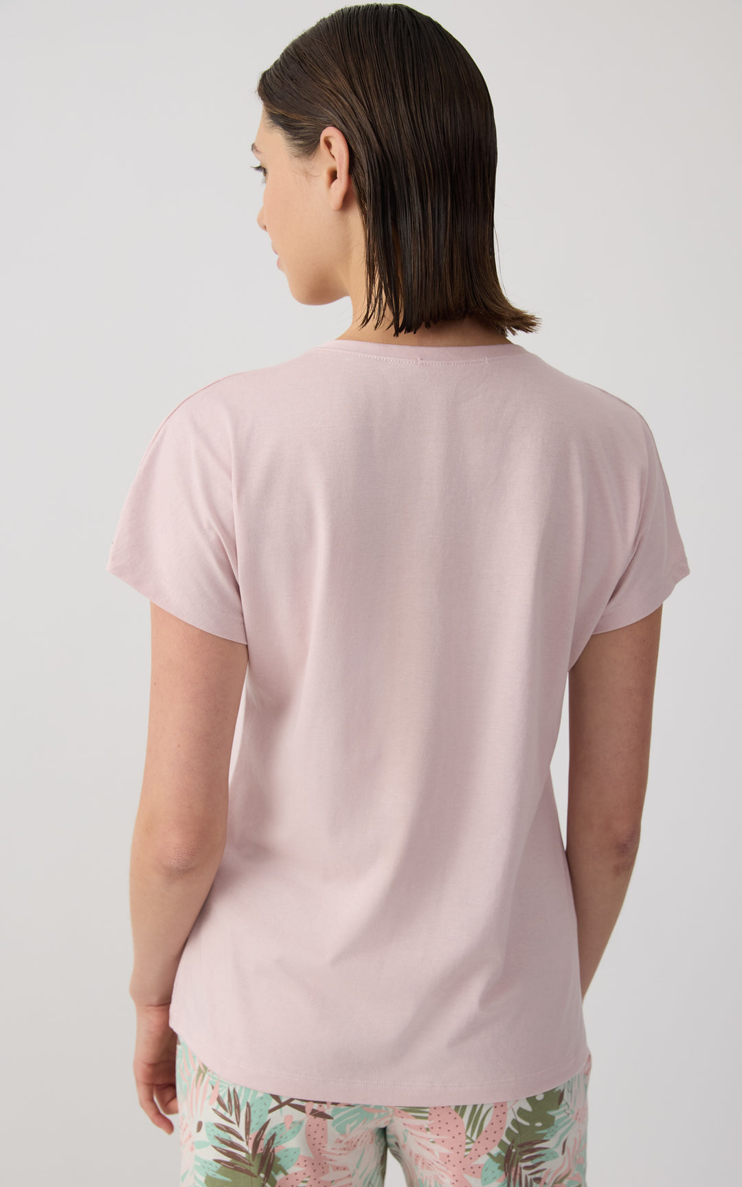 Γυναικεία Μπλούζα Βαμβακερή Κοντομάνικη Ροζ Με Στρογγυλή Λαιμόκοψη Minerva