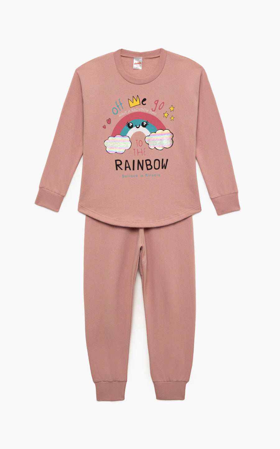 Φούτερ Παιδική Πυτζάμα Rainbow/Bears Ροζ Minerva