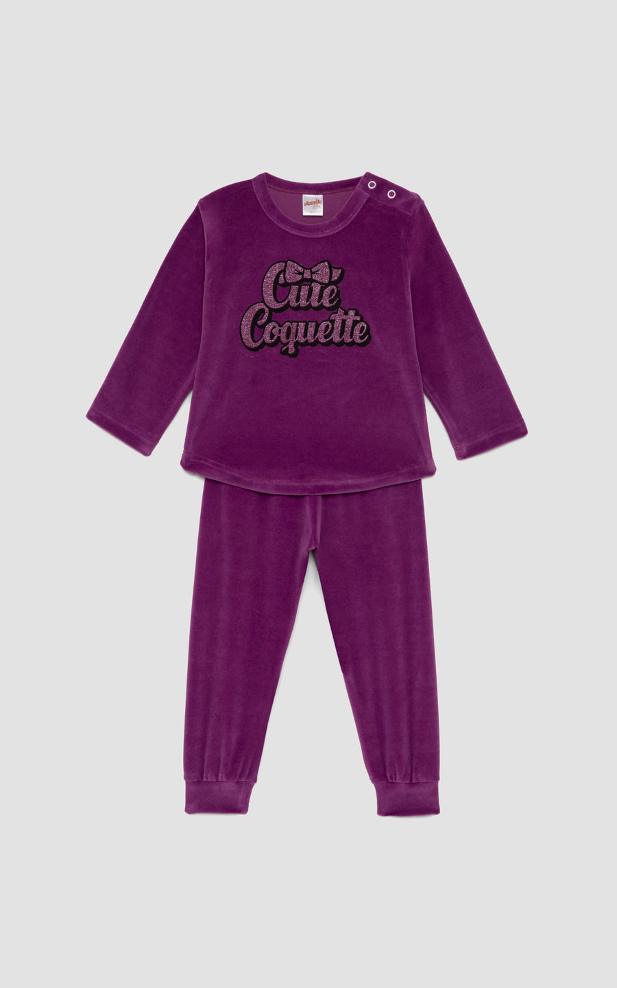 Βρεφική Πιτζάμα για Κορίτσι Μωβ Βελουτέ Βαμβακερή Minerva Velvet Pearls