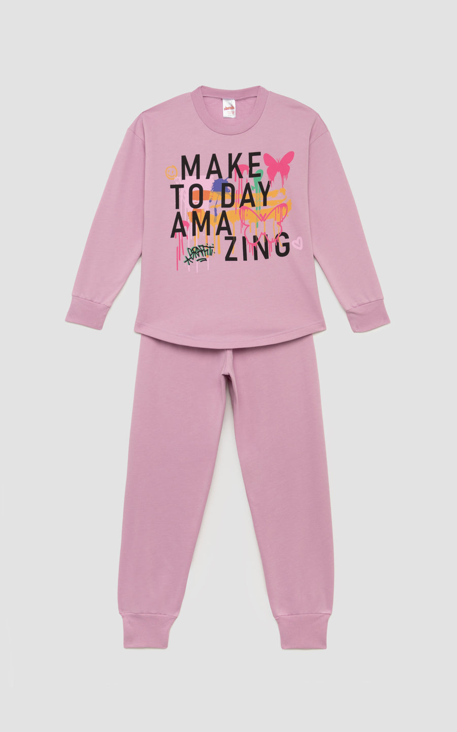 Παιδική Πιτζάμα-Φούτερ για Κορίτσι Μωβ Βαμβακερή Minerva Amazing