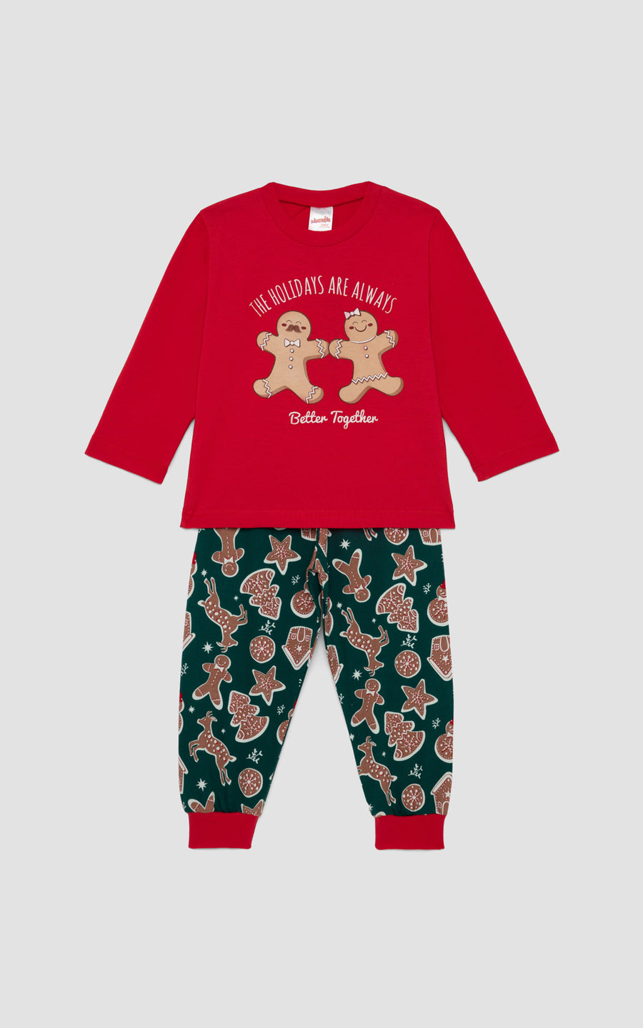 Βρεφική Πιτζάμα Χριστουγεννιάτικη Κόκκινη με Μπισκότα Βαμβακερή Minerva