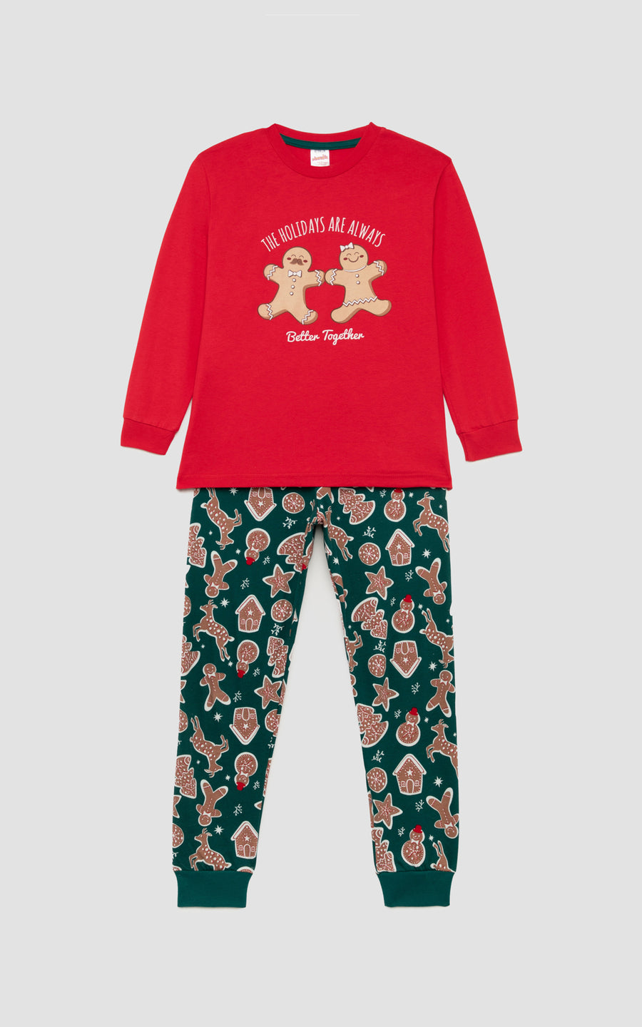 Παιδική Πιτζάμα Χριστουγεννιάτικη Κόκκινη με Μπισκότα Βαμβακερή Minerva