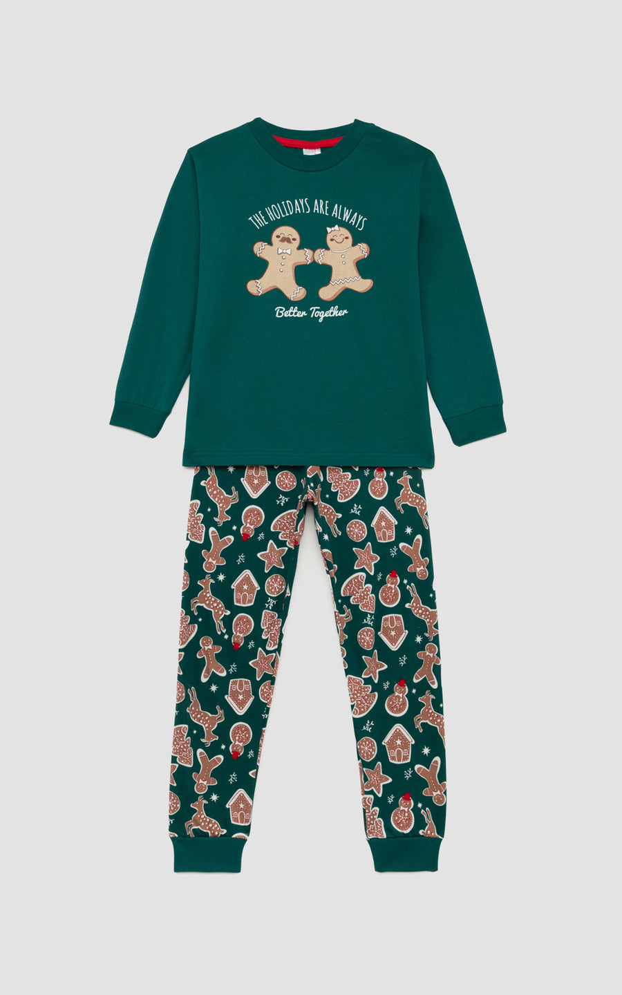 Παιδική Πιτζάμα Χριστουγεννιάτικη Πράσινη με Μπισκότα Βαμβακερή Minerva