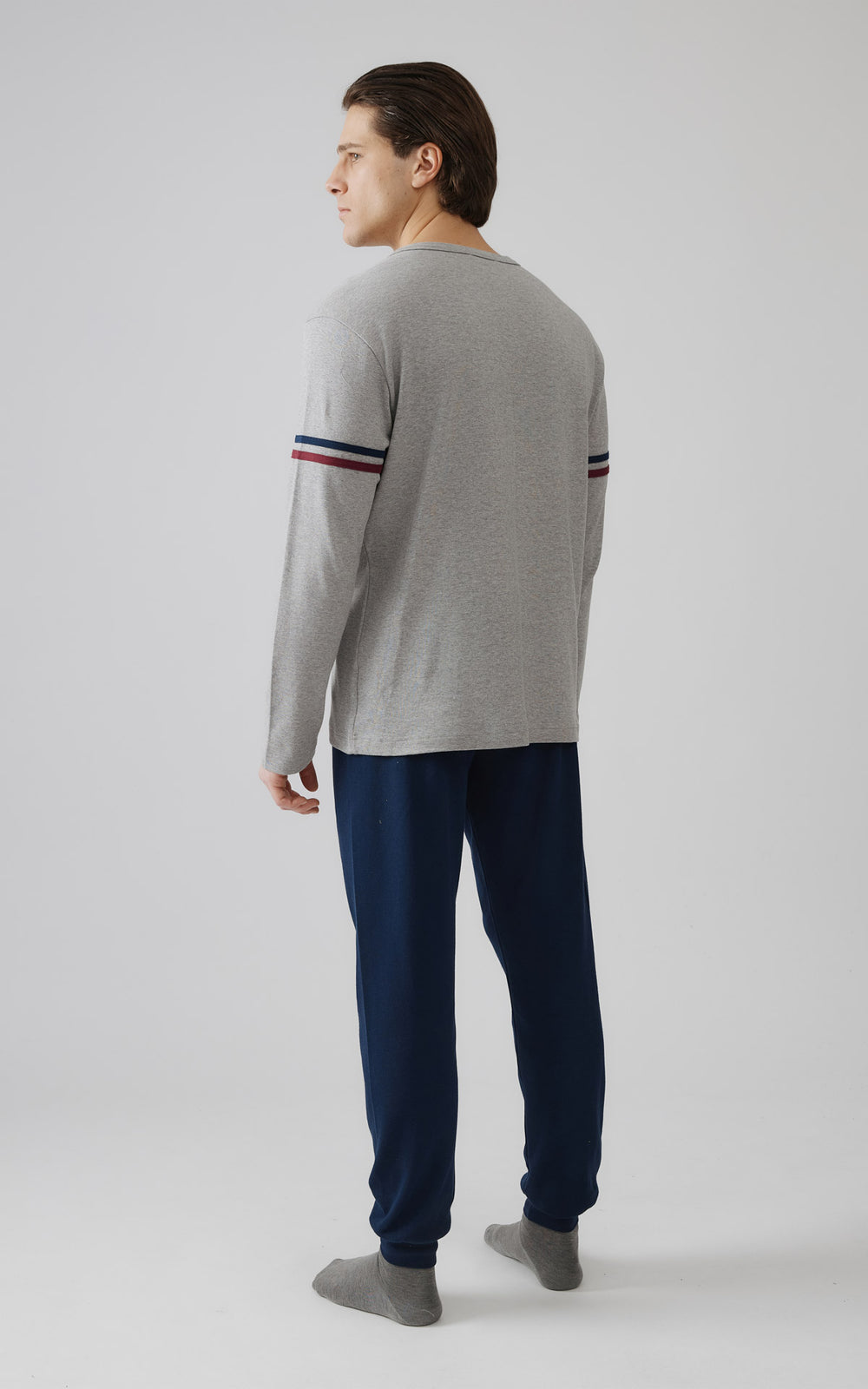 Ανδρική Πιτζάμα Γκρι με Κουμπιά Βαμβακερή Minerva