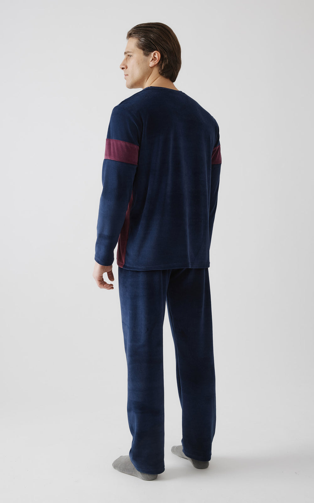 Ανδρική Πιτζάμα Μπλε Σκούρη Βελούδινη Minerva
