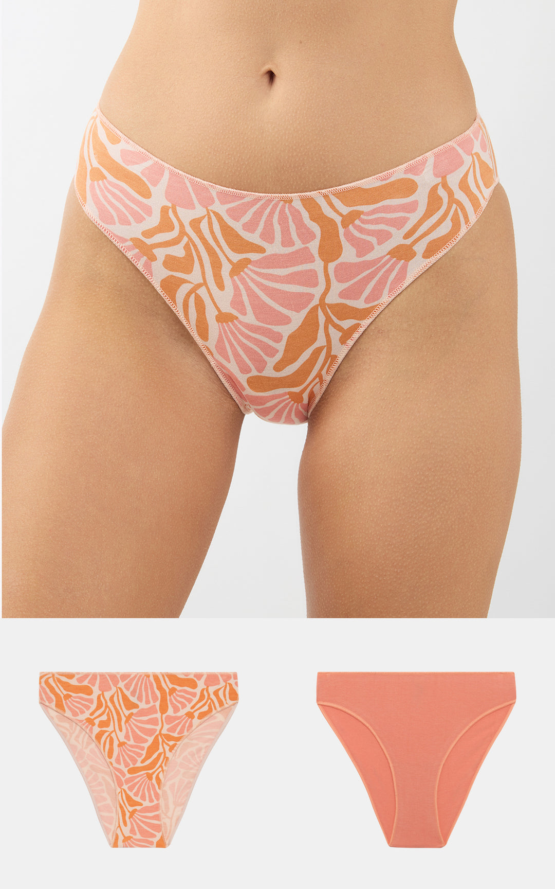 Γυναικείο Σλιπ Σετ 2τμχ Κοραλί Ψηλόμεσο Ολόκληρο Μοντάλ Minerva