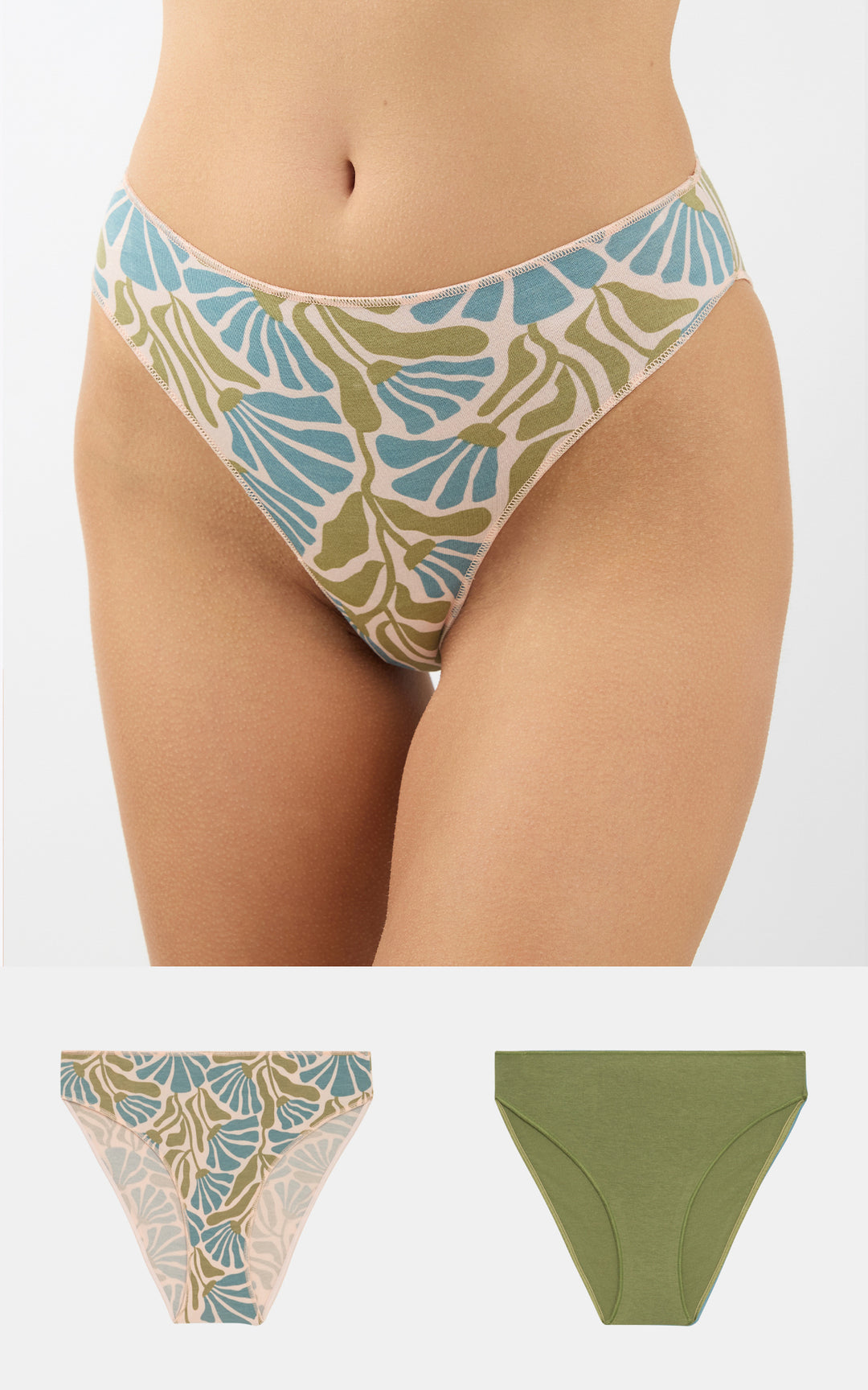 Γυναικείο Σλιπ Σετ 2τμχ Τιρκουάζ-Μέντα Ψηλόμεσο Ολόκληρο Μοντάλ Minerva