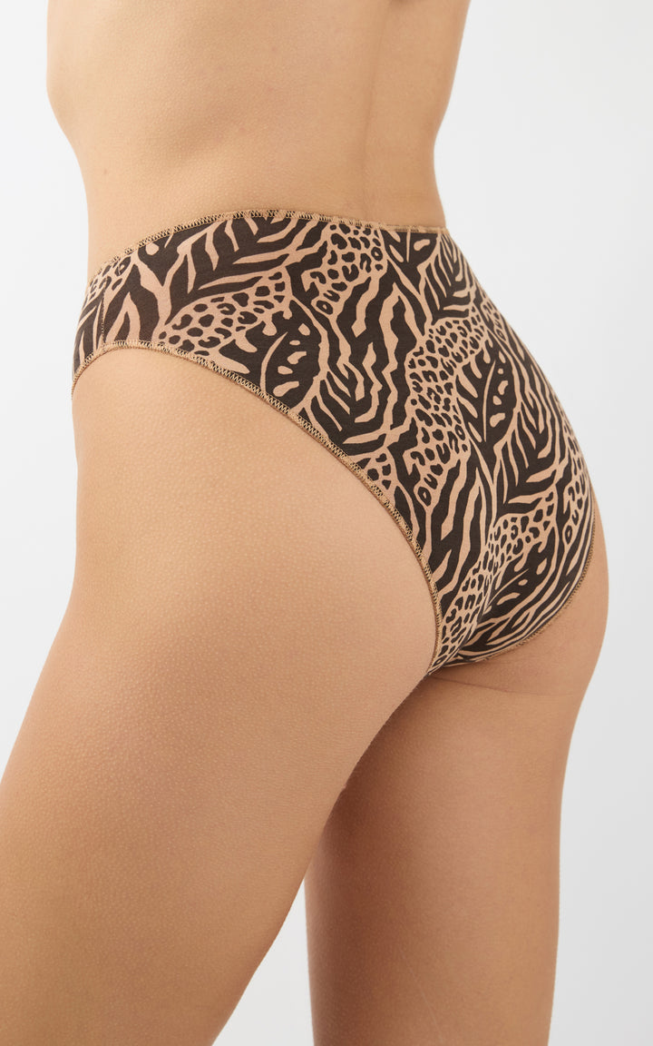 Γυναικείο Σλιπ Σετ 2τμχ Καφέ-Μπεζ Ψηλόμεσο Ολόκληρο Μοντάλ Minerva