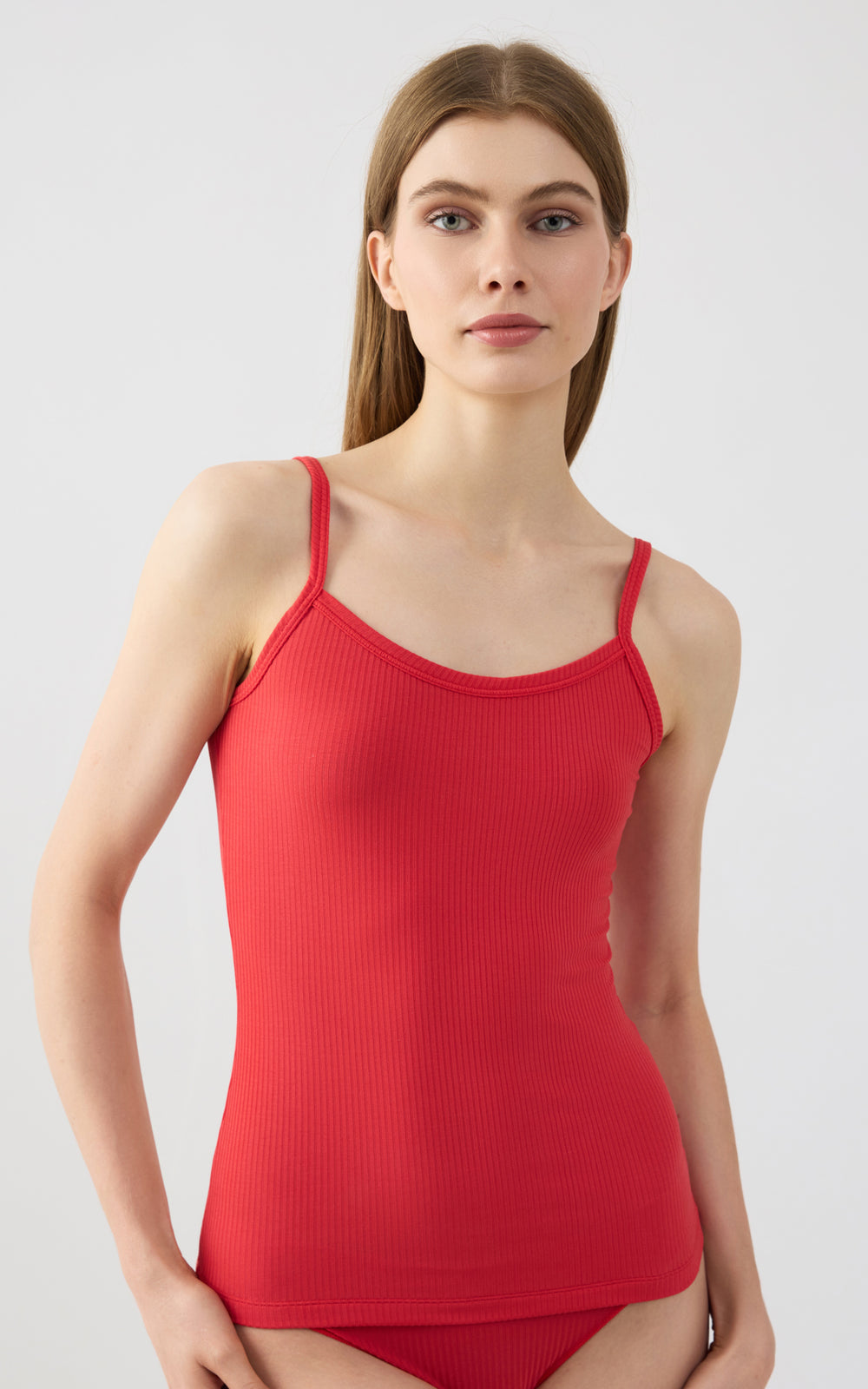 Γυναικείο Φανελάκι Αμάνικο Rib Κόκκινο Μοντάλ Minerva