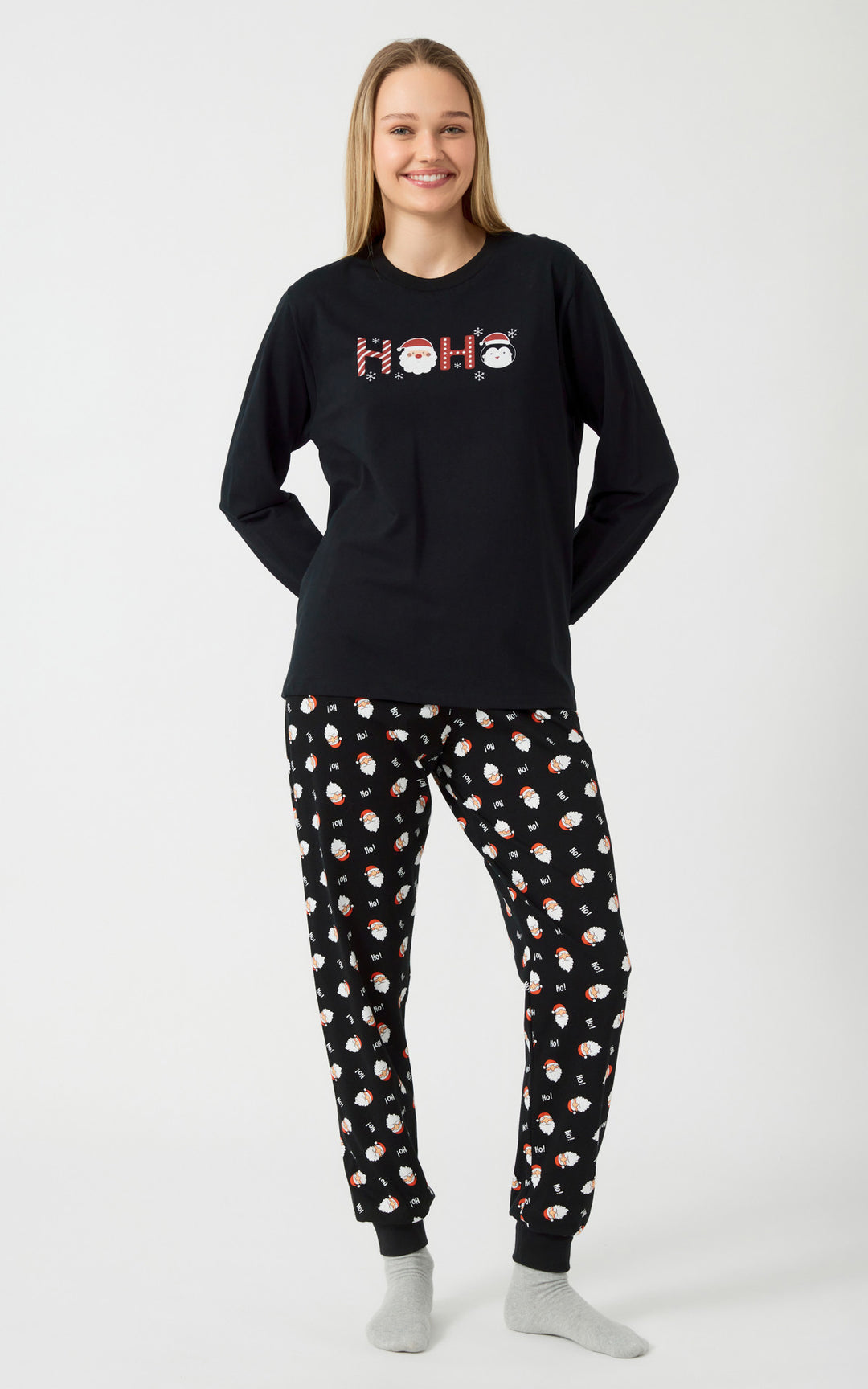 Χριστουγεννιάτικη Μαύρη Unisex Πυτζάμα X-Mas HoHo