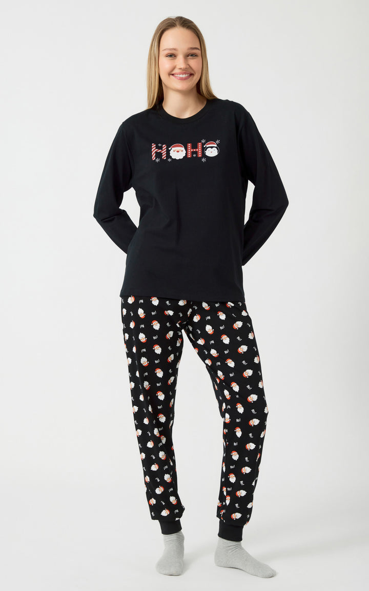 Χριστουγεννιάτικη Μαύρη Unisex Πυτζάμα X-Mas HoHo
