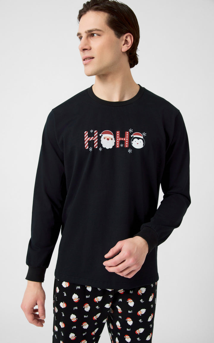 Χριστουγεννιάτικη Μαύρη Unisex Πυτζάμα X-Mas HoHo