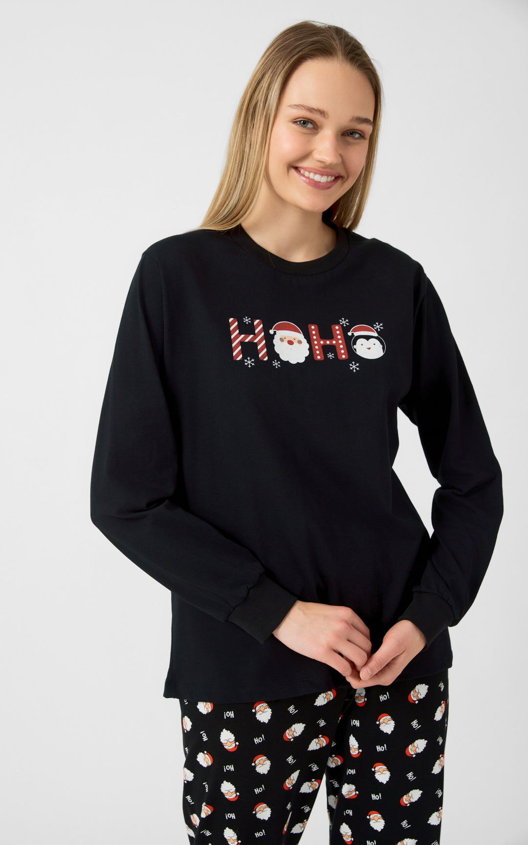 Χριστουγεννιάτικη Μαύρη Unisex Πυτζάμα X-Mas HoHo