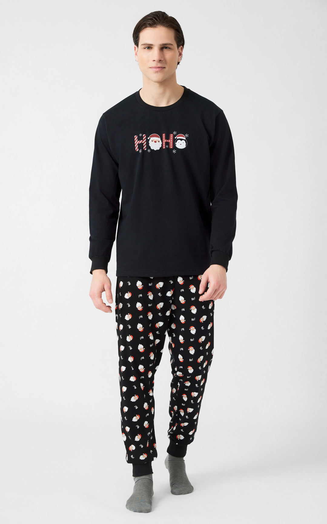 Χριστουγεννιάτικη Μαύρη Unisex Πυτζάμα X-Mas HoHo