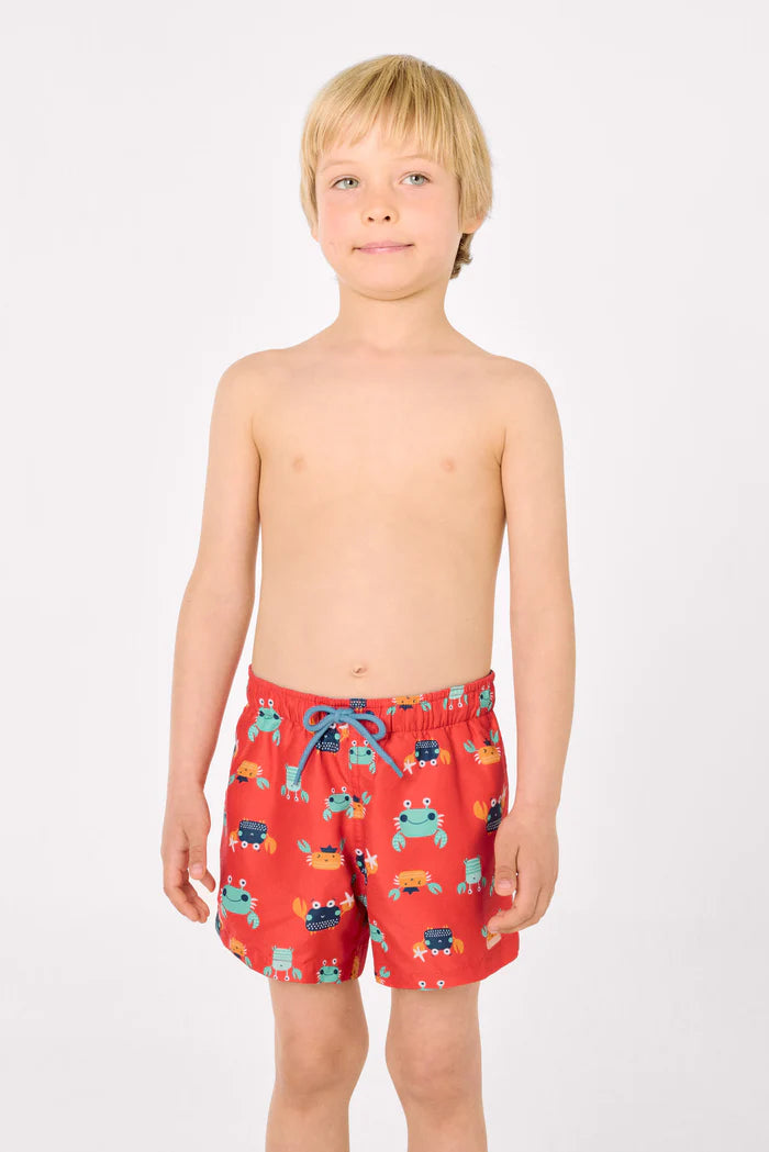 Παιδική Βερμούδα-Μαγιό για Αγόρι Κόκκινο με Σχέδιο Βατραχάκια Ysabel Mora