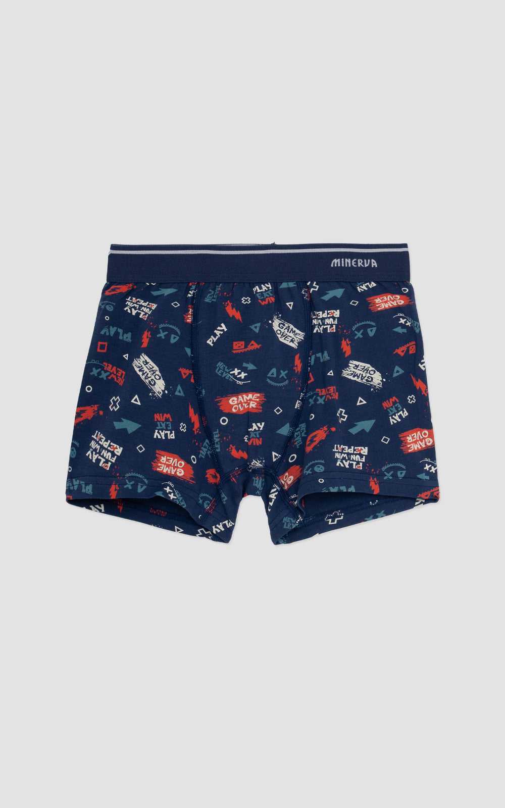 Παιδικό Boxer Σετ 2τμχ Μπλε-Πετρόλ Minerva Game Over