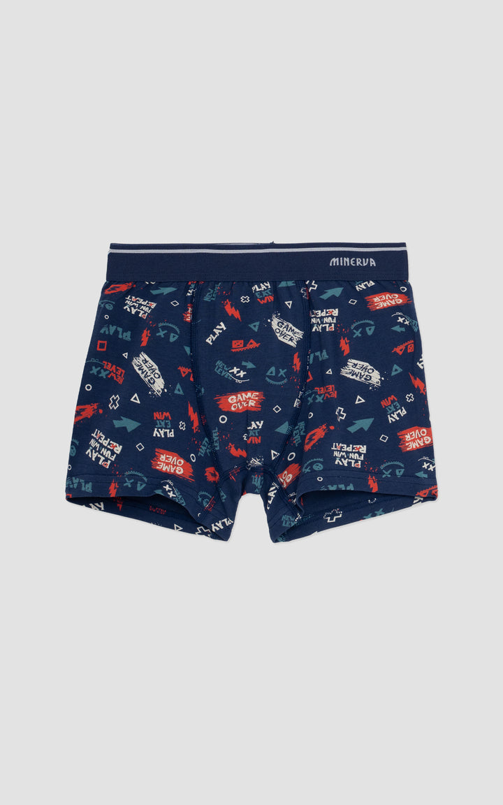 Παιδικό Boxer Σετ 2τμχ Μπλε-Πετρόλ Minerva Game Over