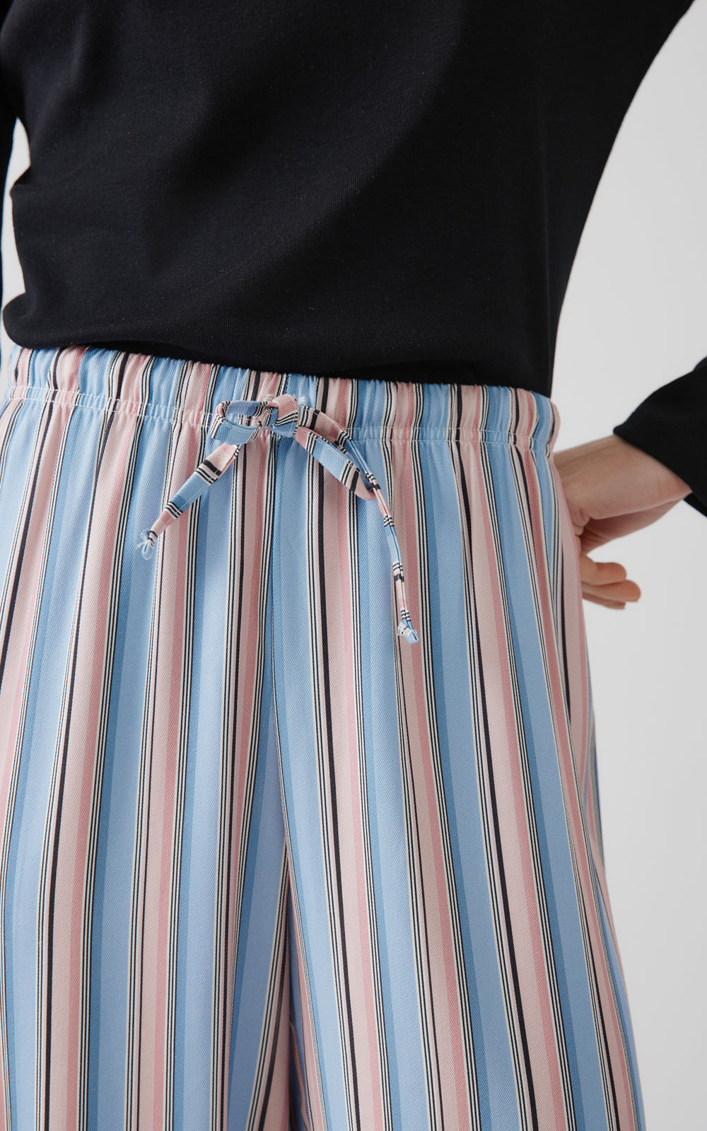 Γυναικείο Παντελόνι Ροζ-Σιελ Ριγέ Βισκόζη Minerva